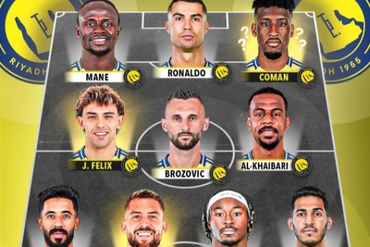 和新月碰一碰！胜利新赛季首发：C罗+马内+科曼+菲利克斯+伊尼戈